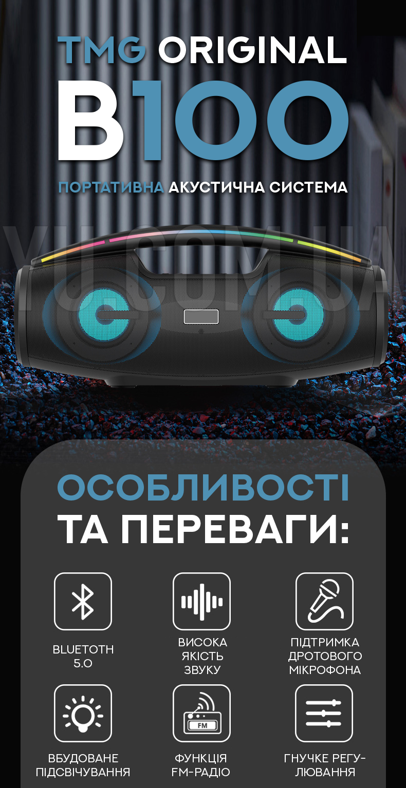 Портативна акустична система TMG ORIGINAL B100